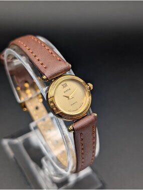 Vintage Austin Gold-Tone Quartz Ladies Watch, New Brown Leather Strap